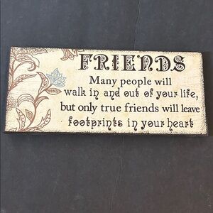 Friends Inspirational Wall Plaque - Cream and Brown